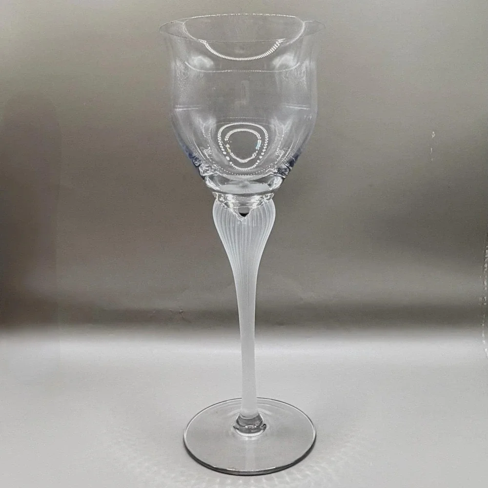 Mikasa Sea Mist Wine Glasses Frosted Ribbed Stem Crystal, 9.25